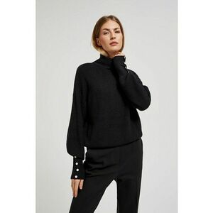 Pulover negru cu gat si maneci bufante - Negru imagine