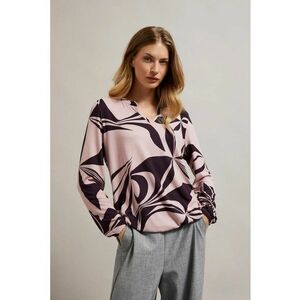 Pulover roz cu model geometric - Roz imagine