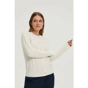 Pulover ecru cu tricot decorativ - Alb imagine
