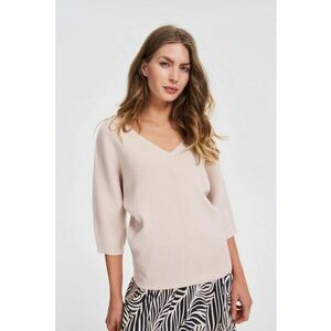 Pulover bej cu maneci 3/4 - Bej imagine