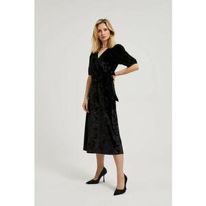 Rochie midi din catifea neagra - Negru imagine