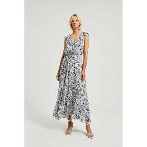 Rochie florala cu volanas la decolteu in albastru deschis - BLUE imagine