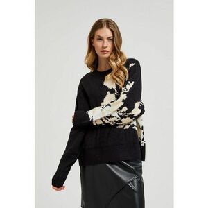 Pulover negru cu model si croiala lejera - Negru imagine