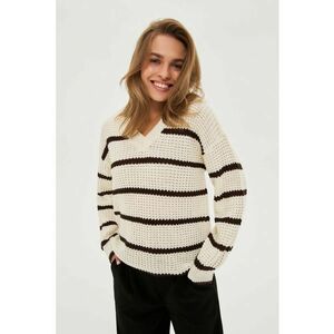 Pulover striped bej imagine