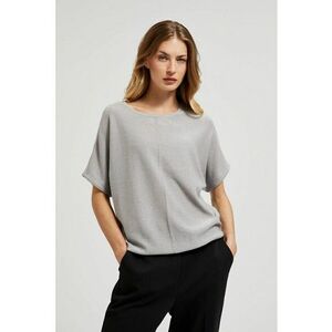 Pulover oversized cu maneci scurte in gri - Gri imagine