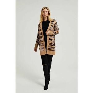 Cardigan bej cu maneci lungi si model animal print - Bej imagine