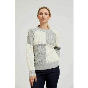 Pulover cu model geometric alb-gri - Gri imagine