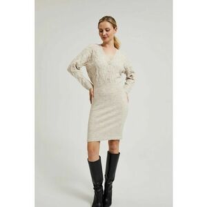 Rochie Tricotata Bej Decorata cu Butoane - Gri imagine