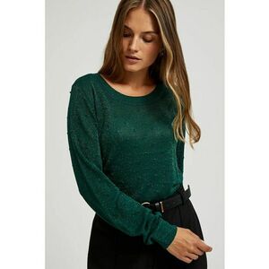 Pulover verde cu maneci lungi - decorat cu fir metalic - Verde inchis imagine
