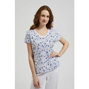 Bluza albă cu model floral și decolteu în V - Alb imagine