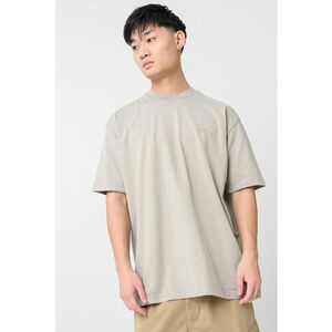 Tricou din bumbac cu decolteu la baza gatului - Grej imagine