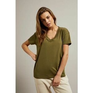 Tricou verde masliniu - decolteu în V - Verde imagine