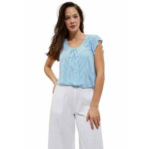 Bluza dama - Model cu dungi - Viscoza - Alb/Albastru - Alb/Albastru imagine
