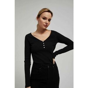 Bluza texturata cu butoane - Negru imagine