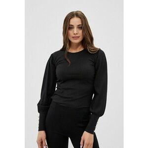 Bluza neagra cu guler semi-inalt si nasturi pe maneci - Negru imagine