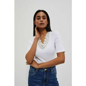 Bluza cu decolteu decorativ - Alb imagine
