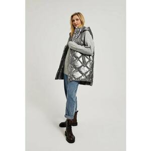 Vesta cu gluga quilted argintie - Gri imagine