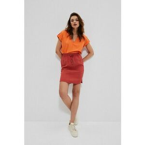 Bluza din bumbac cu decolteu in V culoarea somon - Portocaliu imagine
