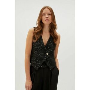 Vesta Neagra cu Buton Decorativ - Negru imagine
