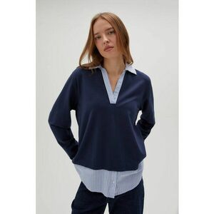 Bluza albastra inchis cu guler - Bleumarin imagine