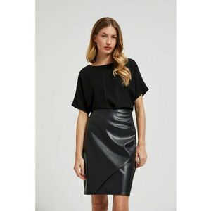 Fusta pantalon din eco-piele neagra - talie inalta - croi asimetric imagine