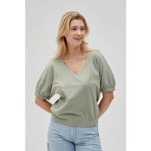 Bluza din bumbac cu maneci bufante - maslinie - Verde imagine