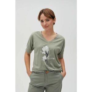 Bluza din bumbac cu imprimeu verde masliniu - Verde imagine