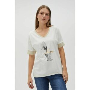 Bluza alba din bumbac cu imprimeu - Alb murdar imagine