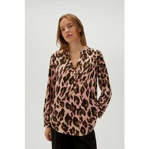 Camasa bej cu maneci lungi in imprimeu leopard - Roz imagine