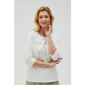 Bluza alba cu imprimeu si maneci 3/4 - Alb imagine