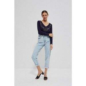 Bluza din bumbac cu strasuri - Bleumarin imagine