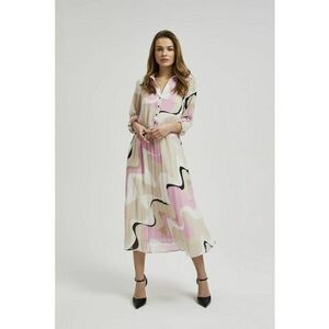 Rochie bej cu model geometric si tiv pliat - Bej imagine