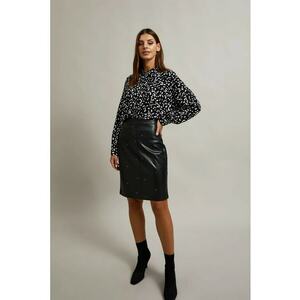 Camasa neagra cu imprimeu si guler - Negru imagine