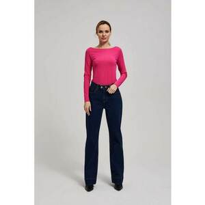 Jeansuri wide leg cu talie medie bleumarin - Bleumarin imagine