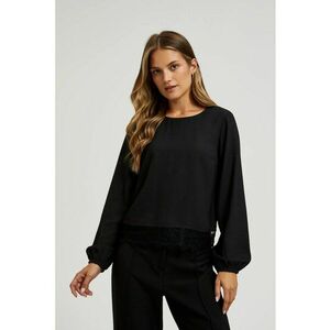 Camasa neagra cu dantela si maneci bufante - Negru imagine