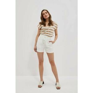 Pantaloni scurti de vara cu nasturi pentru dama - Poliester\Vascoza - Alb - Alb imagine