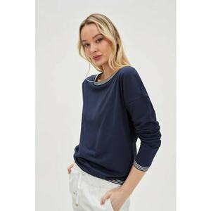 Bluza din bumbac cu maneci lungi - albastra inchisa - Bleumarin imagine