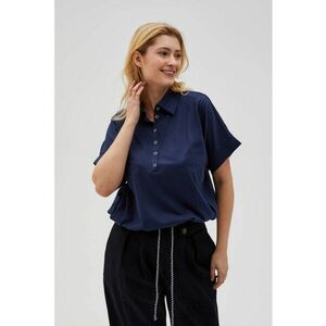 Bluza cu guler maneci scurte - Bleumarin imagine