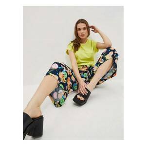 Pantaloni multicolori cu imprimeu - viscoza - Multicolor imagine