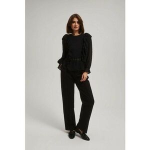 Pantaloni negri cu pliuri - Negru imagine
