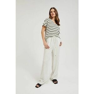 Pantaloni din in in dungi albe - Alb murdar imagine