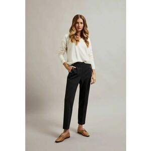 Pantaloni drepti cu butoane decorative - Negru - Negru imagine