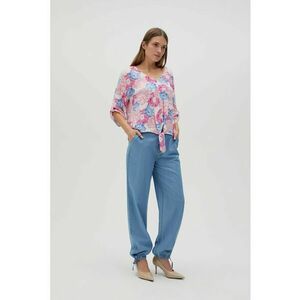Pantaloni din bumbac albastri cu legatura la tivuri - BLUE imagine