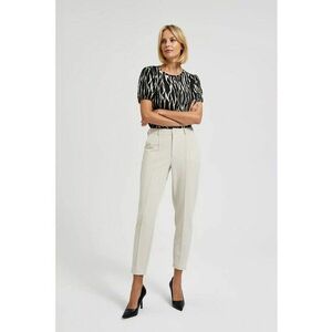 Pantaloni eleganti cu picioare incretite si buzunare in bej - Bej imagine