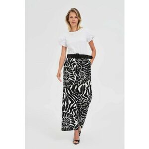 Pantaloni negri din viscoza cu curea - Negru imagine