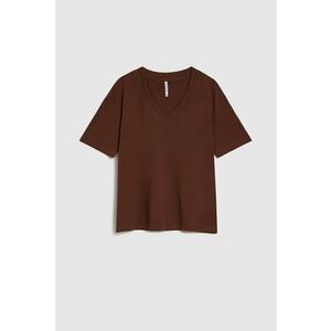 Tricou decolteu V - maro - Maro imagine