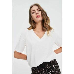 Tricou alb cu decolteu in V - Alb murdar imagine