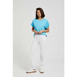 Pantaloni din viscoza - albi - M - cu elastic in talie si buzunare imagine