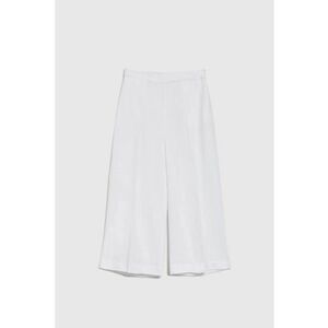 Culottes albe cu amestec de in - Alb imagine