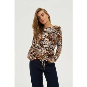 Pulover bej cu model floral - Crem imagine